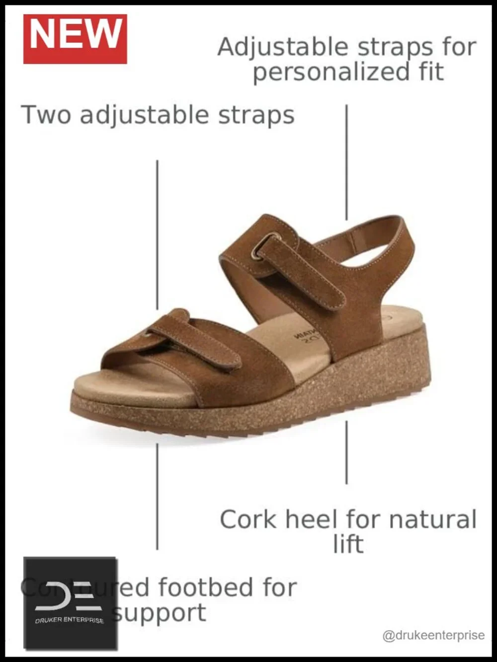 White Mountain Women's Gelato Mini-Wedge Sandal Leather Adjustable Straps